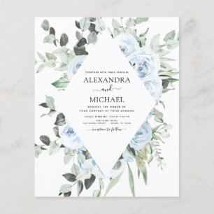 Prospectus 11,4 Cm X 14,2 Cm Budget Dusty Blue Floral Mariage