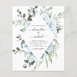 Prospectus 11,4 Cm X 14,2 Cm Budget Dusty Blue Floral Mariage