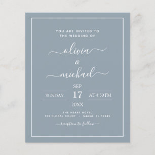 Prospectus 11,4 Cm X 14,2 Cm Budget Dusty Blue Mariage avec invitation photo Fl