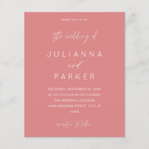 Prospectus 11,4 Cm X 14,2 Cm Budget Dusty Pink MOD Calligraphie Mariage Flyer