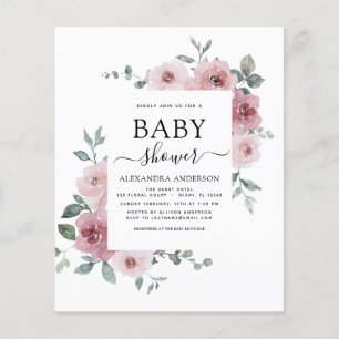 Prospectus 11,4 Cm X 14,2 Cm Budget Dusty Rose rose Baby shower Floral