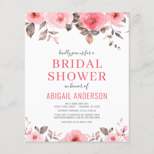 Prospectus 11,4 Cm X 14,2 Cm Budget Dusty Rose Rose Bridal Shower Invitation