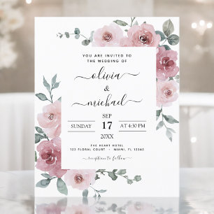 Prospectus 11,4 Cm X 14,2 Cm Budget Dusty Rose rose Floral Mariage