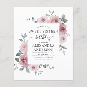 Prospectus 11,4 Cm X 14,2 Cm Budget Dusty Rose rose Sweet sixteen Anniversaire