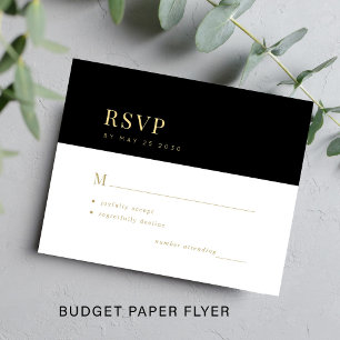 Prospectus 11,4 Cm X 14,2 Cm Budget élégant or noir typographie mariage RSVP