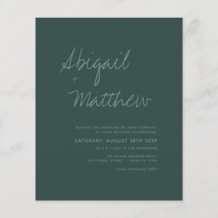 Prospectus 11,4 Cm X 14,2 Cm Budget Emerald Green Simple Faire-part de mariage 