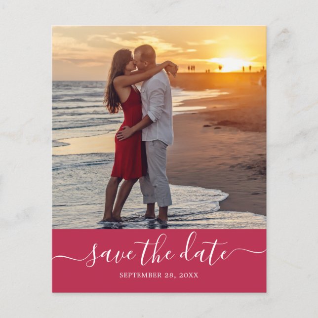 Prospectus 11,4 Cm X 14,2 Cm Budget Enregistrer la date Script Viva Magenta (Devant)
