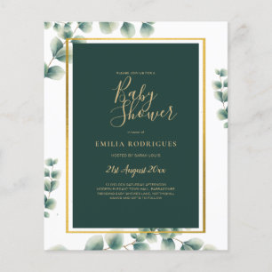 Prospectus 11,4 Cm X 14,2 Cm BUDGET Eucalyptus BABY SHOWER OR QR CODE INVITATIO