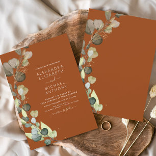Prospectus 11,4 Cm X 14,2 Cm Budget Eucalyptus Burnt Orange Mariage Invitations
