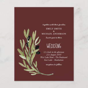 Prospectus 11,4 Cm X 14,2 Cm BUDGET FEUILLES D'OLIVIER Invitation de mariage mi