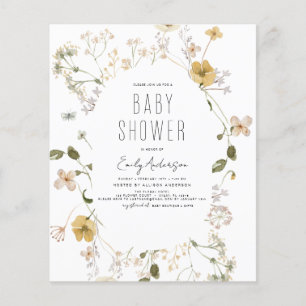 Prospectus 11,4 Cm X 14,2 Cm Budget Fleur sauvage Boho Baby shower Élégant mode