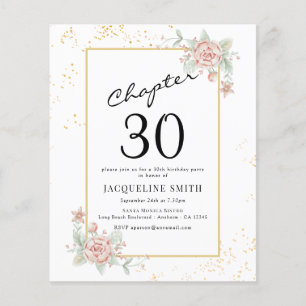 Prospectus 11,4 Cm X 14,2 Cm Budget Floral 30e anniversaire Invitation