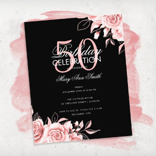 Prospectus 11,4 Cm X 14,2 Cm Budget Floral Anniversaire Rose Gold & Black