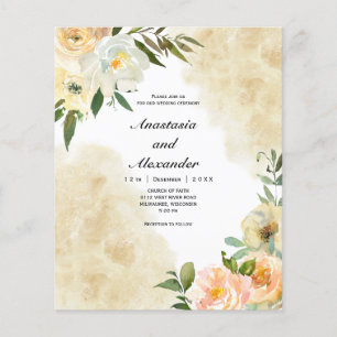 Prospectus 11,4 Cm X 14,2 Cm Budget Floral aquarelle faire-part de mariage. Fly