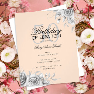 Prospectus 11,4 Cm X 14,2 Cm Budget Floral Glam fête d'anniversaire Silver Blus