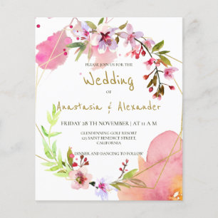 Prospectus 11,4 Cm X 14,2 Cm Budget/Floral & Verdure/Faire-part de mariage. Fly