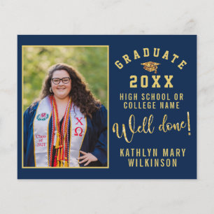 Prospectus 11,4 Cm X 14,2 Cm BUDGET Gold Script 4 Photo GRADUY Invitation