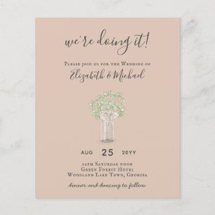 Prospectus 11,4 Cm X 14,2 Cm BUDGET Gypsophila Mason Jar MARIAGE minimaliste mo