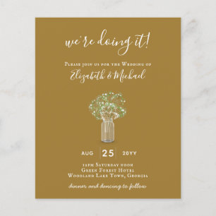 Prospectus 11,4 Cm X 14,2 Cm BUDGET Gypsophila Mason Jar MARIAGE minimaliste mo
