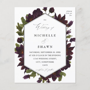 Prospectus 11,4 Cm X 14,2 Cm Budget Halloween Mariage floral violet