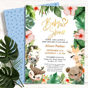 Prospectus 11,4 Cm X 14,2 Cm BUDGET Jungle Safari Baby shower de verdure tropic