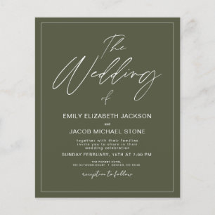 Prospectus 11,4 Cm X 14,2 Cm Budget Le Mariage de Sage Green Typographie modern