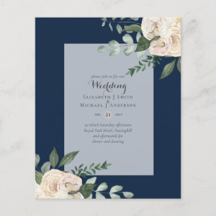 Prospectus 11,4 Cm X 14,2 Cm BUDGET LE PLUS BAS Blanc Roses Mariage Invitations