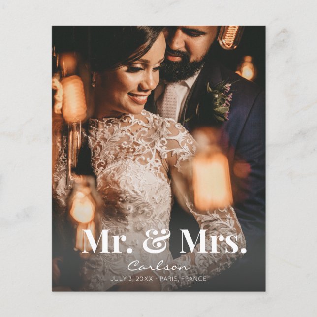 Prospectus 11,4 Cm X 14,2 Cm Budget M. & Mme Vertical Mariage Faire-part (Devant)