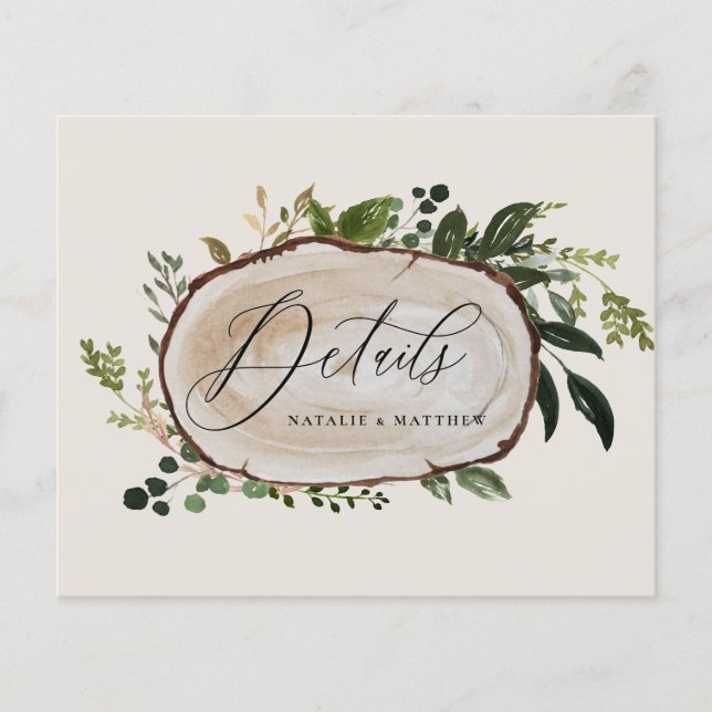 Prospectus 11,4 Cm X 14,2 Cm budget mariage en tranches de bois rustique détail (Devant)