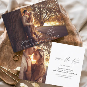 Prospectus 11,4 Cm X 14,2 Cm Budget Mariage Enregistrer la date Photo Minimalis
