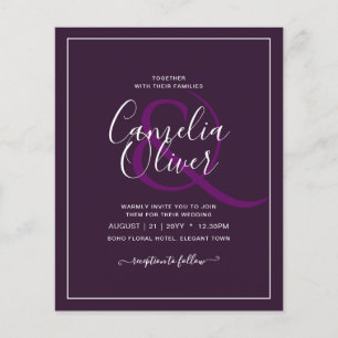 Prospectus 11,4 Cm X 14,2 Cm BUDGET Mariage PLUM PURPLE Monochrome Simple