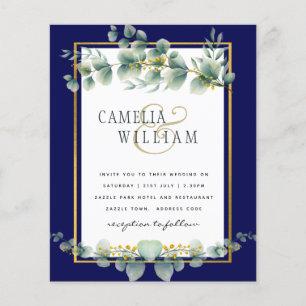 Prospectus 11,4 Cm X 14,2 Cm BUDGET MARINE OR Eucalyptus Mariage Inviter QR COD