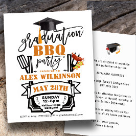 Prospectus 11,4 Cm X 14,2 Cm BUDGET Minimaliste Graduation BBQ Party Invitation
