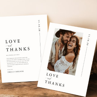 Prospectus 11,4 Cm X 14,2 Cm Budget Minimaliste Photo Mariage Merci Cartes