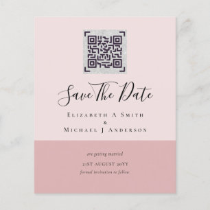 Prospectus 11,4 Cm X 14,2 Cm BUDGET Moderne PHOTO ENREGISTREZ LA DATE QR CODE R