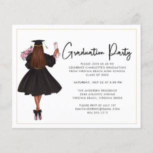 Prospectus 11,4 Cm X 14,2 Cm Budget Moderne Script Graduation Party Invitation