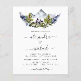 Prospectus 11,4 Cm X 14,2 Cm Budget Mountain Rustic Watercolor Mariage