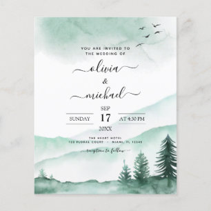 Prospectus 11,4 Cm X 14,2 Cm Budget Mountain Rustic Watercolor Mariage