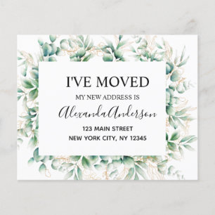 Prospectus 11,4 Cm X 14,2 Cm Budget Moving Announcement Eucalyptus Greenery