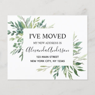 Prospectus 11,4 Cm X 14,2 Cm Budget Moving Announcement Eucalyptus Greenery