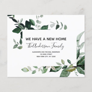 Prospectus 11,4 Cm X 14,2 Cm Budget Moving Announcement Eucalyptus Greenery