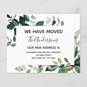 Prospectus 11,4 Cm X 14,2 Cm Budget Moving Announcement Eucalyptus Greenery