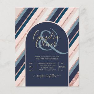 Prospectus 11,4 Cm X 14,2 Cm BUDGET Navy Blush Pink Rose Gold Wedding INVITE