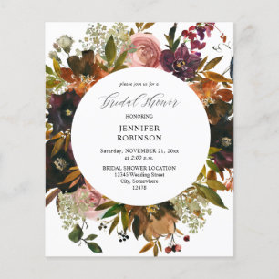 Prospectus 11,4 Cm X 14,2 Cm Budget Or, Flyer de Fiançailles Rose Blush Violet
