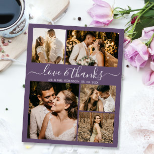Prospectus 11,4 Cm X 14,2 Cm Budget Photo Collage Mariage Merci Mauve Circulair