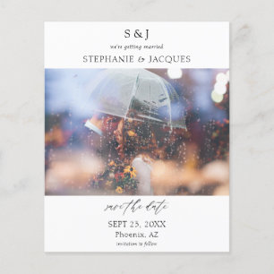 Prospectus 11,4 Cm X 14,2 Cm Budget Photo Moderne Monogramme Enregistrer la dat