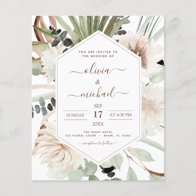 Prospectus 11,4 Cm X 14,2 Cm Budget Photo Pampas Mariage Boho Grass (Devant)