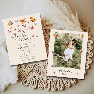 Prospectus 11,4 Cm X 14,2 Cm Budget Photo Papillons nuptiale Douche Invitation