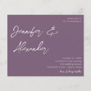 Prospectus 11,4 Cm X 14,2 Cm Budget Plum Purple Calligraphie Mariage photo V2