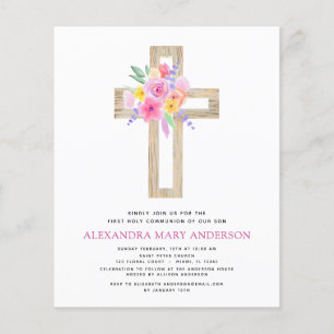Prospectus 11,4 Cm X 14,2 Cm Budget Première Sainte Communion Pastel Floral Ros